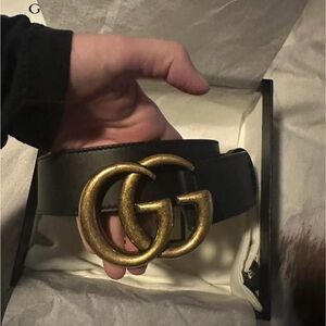 Black Gucci GG Marmont Wide Belt